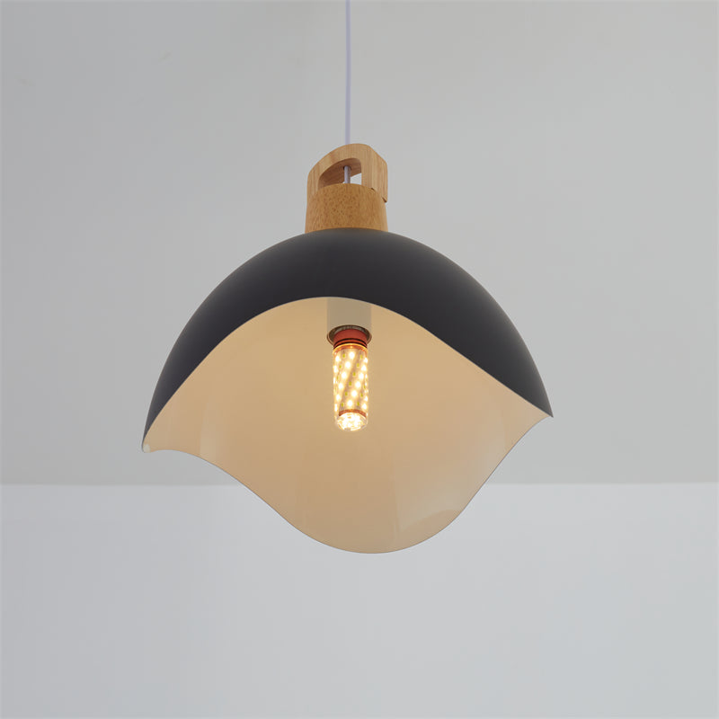 Valentina Colorful Shade Single Pendant Lights, Wood & - Letslighting