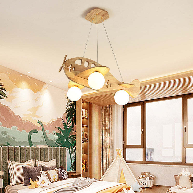 Arisha Vintage Airplane Shape Pendant Light, Wood - Letslighting