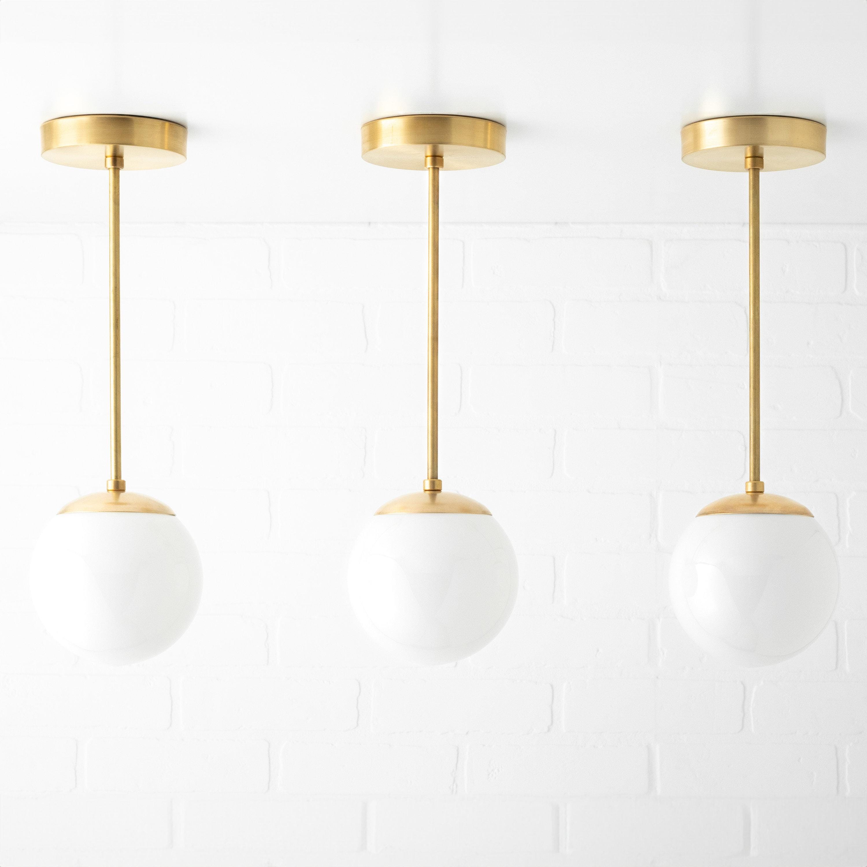Pearl Glass White Globe Pendant Light Kitchen