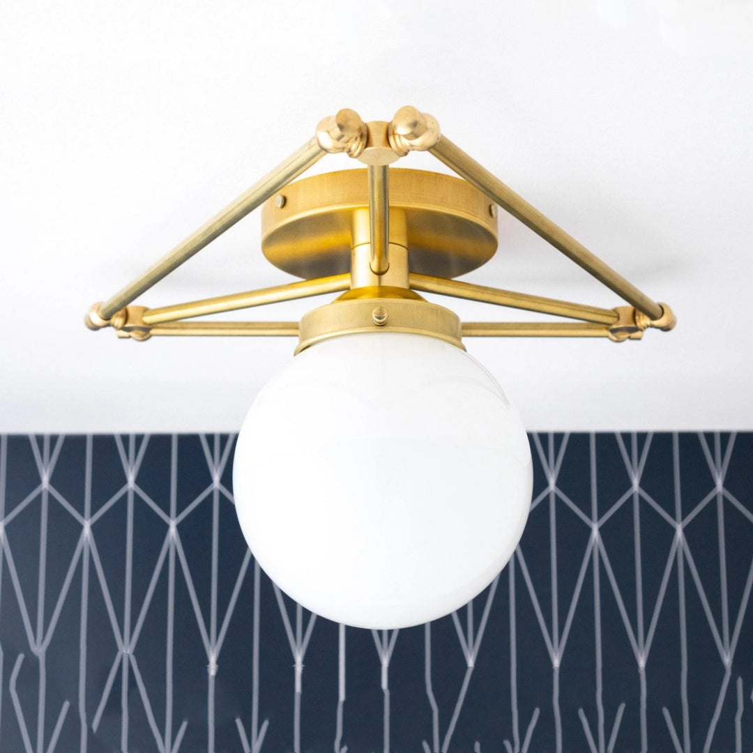 Pearl Geometric Brass Flush Mount Ceiling Light