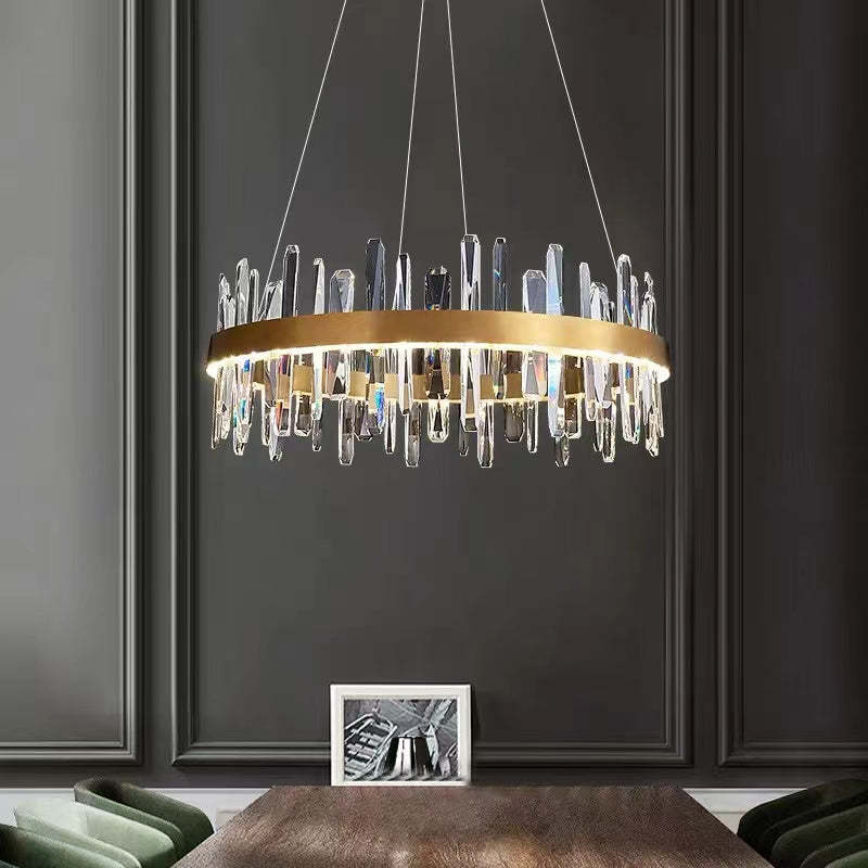 Kristy Modern Crystal Ring Chandelier, Stainless Steel & Crystal - Letslighting