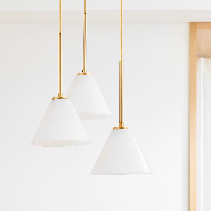 Cone 3-Light Brass Chandelier