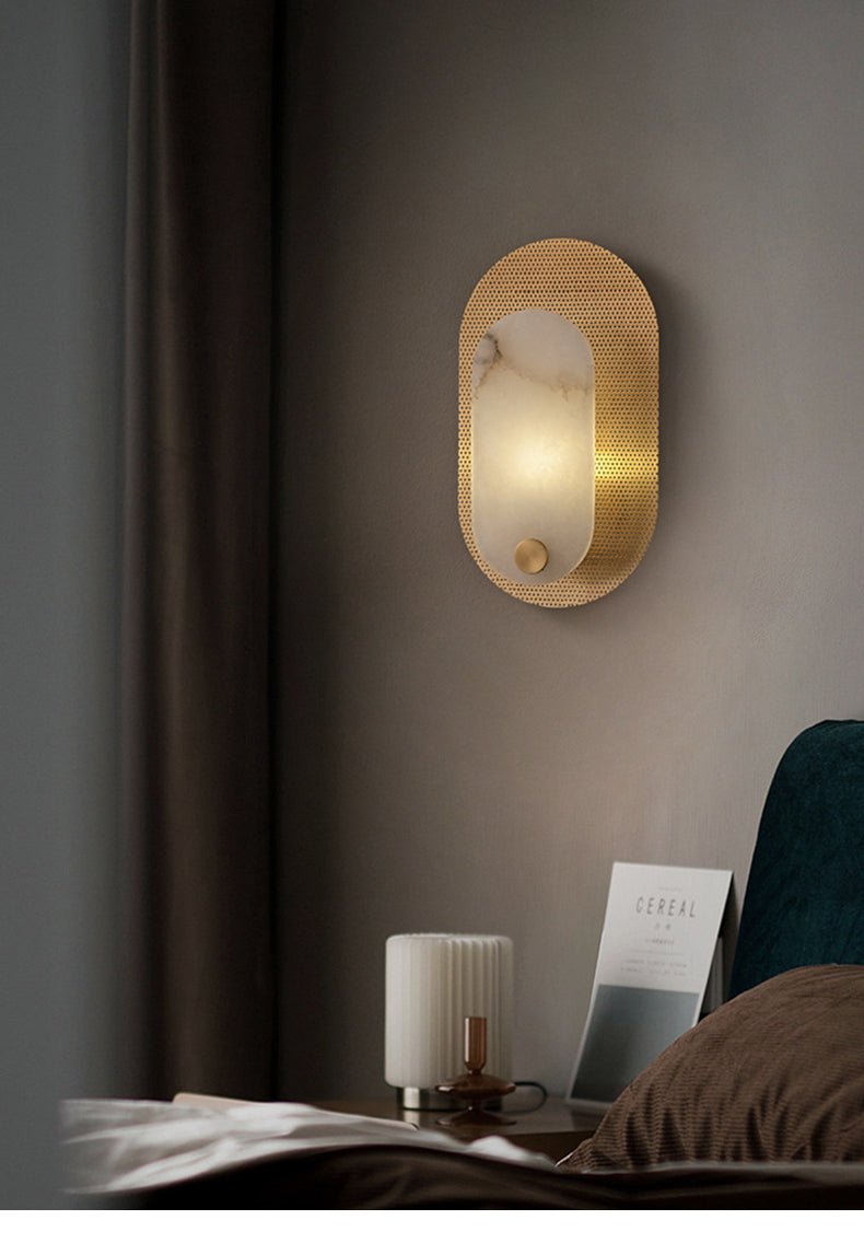 Oval Modern Metal & Alabaster Wall Light