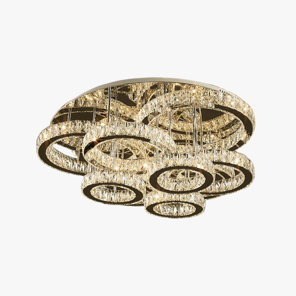 Kristy Modern Multi Ring Metal And Crystal Pendant Light