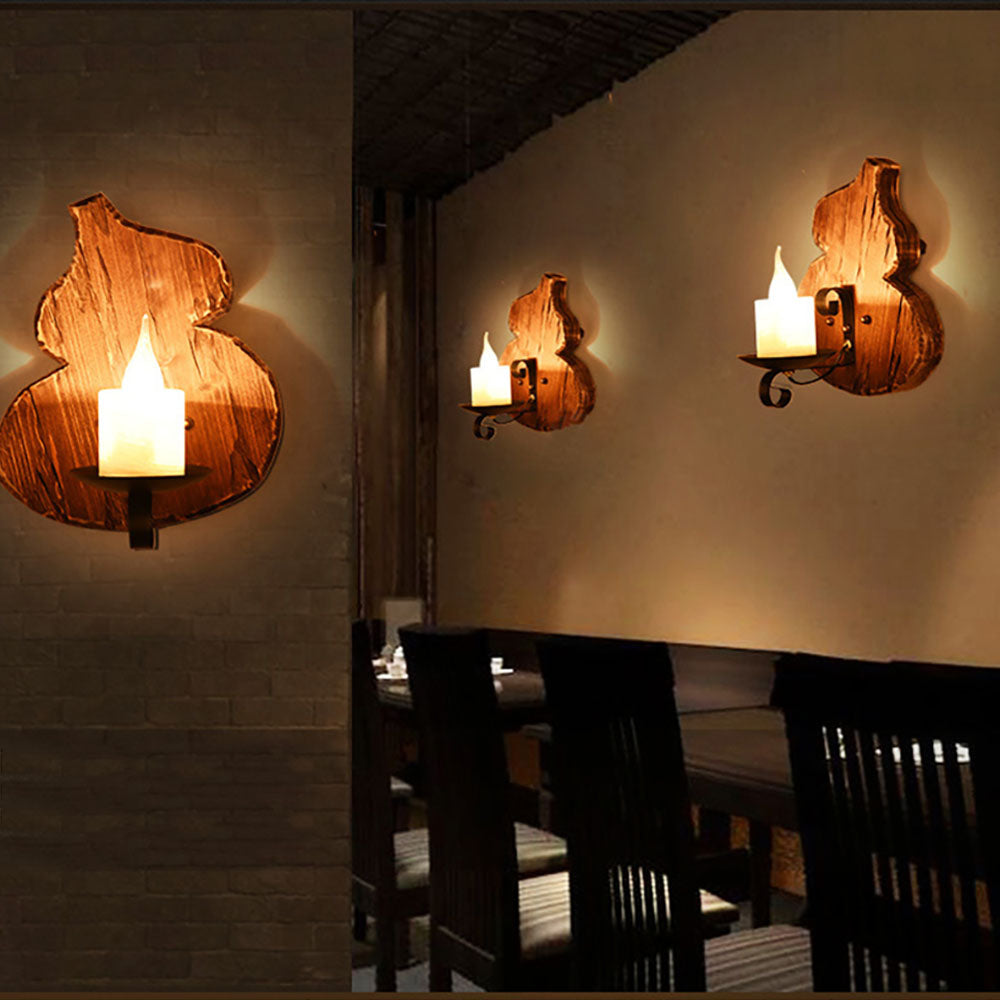 Epoch Wall Lamp Cucurbits/Candle Vintage, Wood/Metal, Dining Room