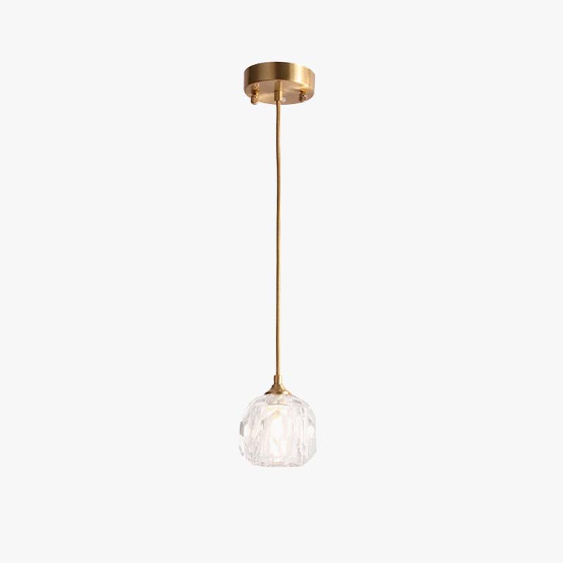 Kristy Diamond Facet Golden Pendant Light, Metal/Acrylic