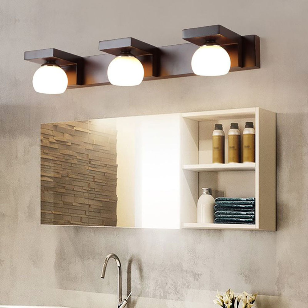 Muto Vintage Mirror Front Vanity Wall Lamp Wood Glass
