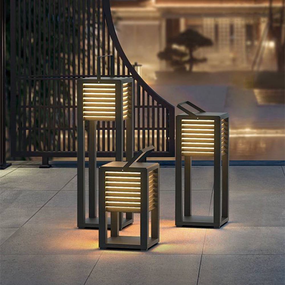 Ray Vintage Cuboid Metal Outdoor Floor Lamp