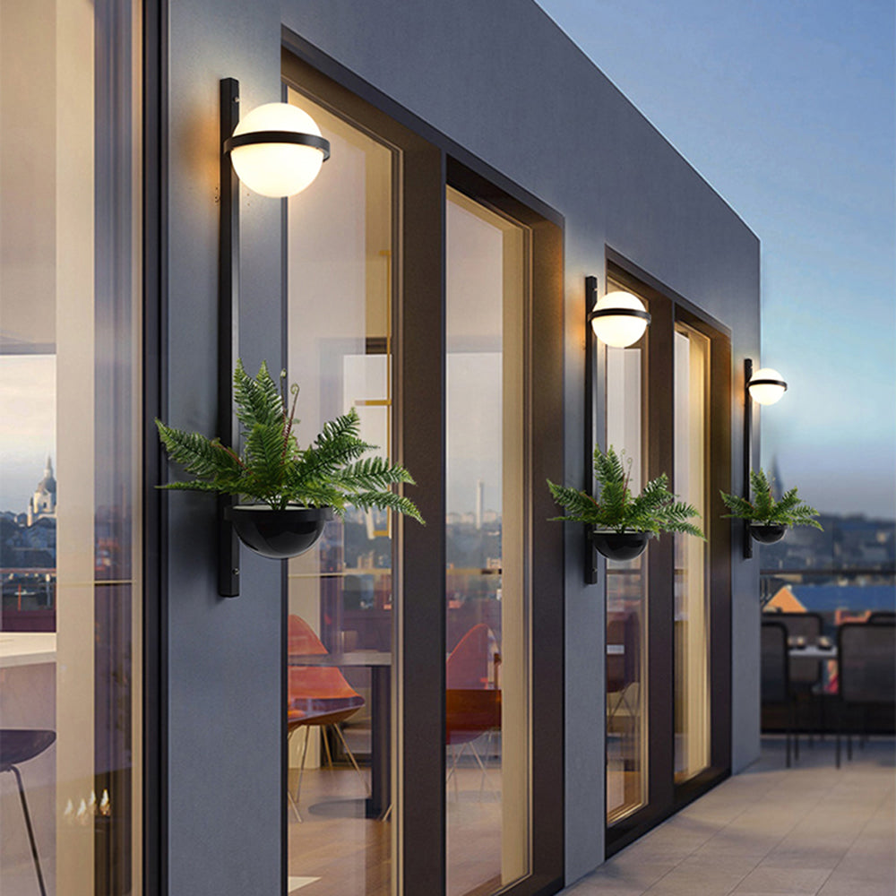 Valentina Modern Globe Acrylic Solar Outdoor Wall Lamp Plant Pot - Letslighting