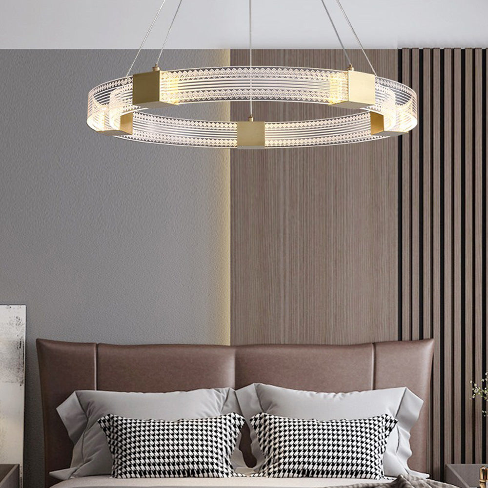 Arisha Modern Round Oval Acrylic Metal Pendant Light