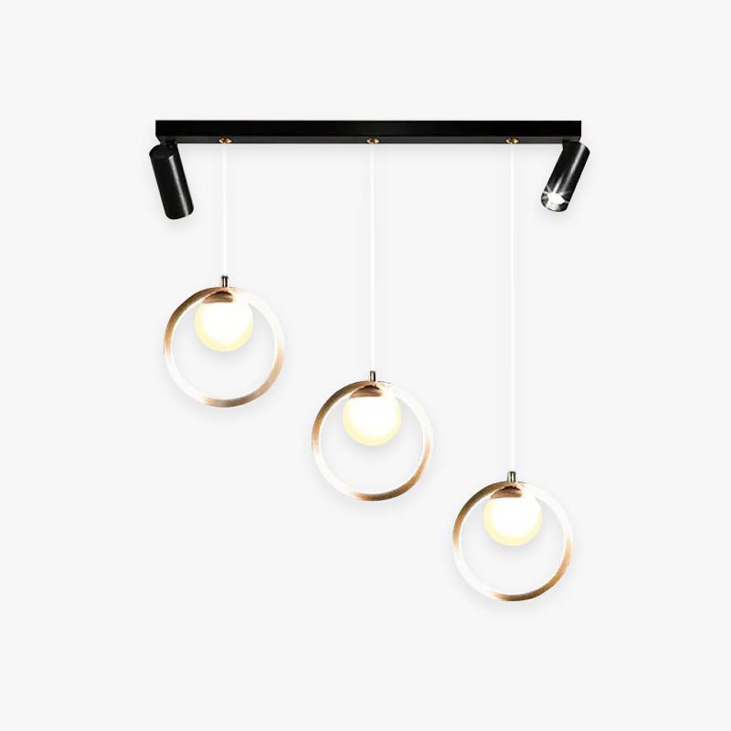Arisha Modern Metal Multi Ring Pendant Light With Spotlight, Glass/Metal