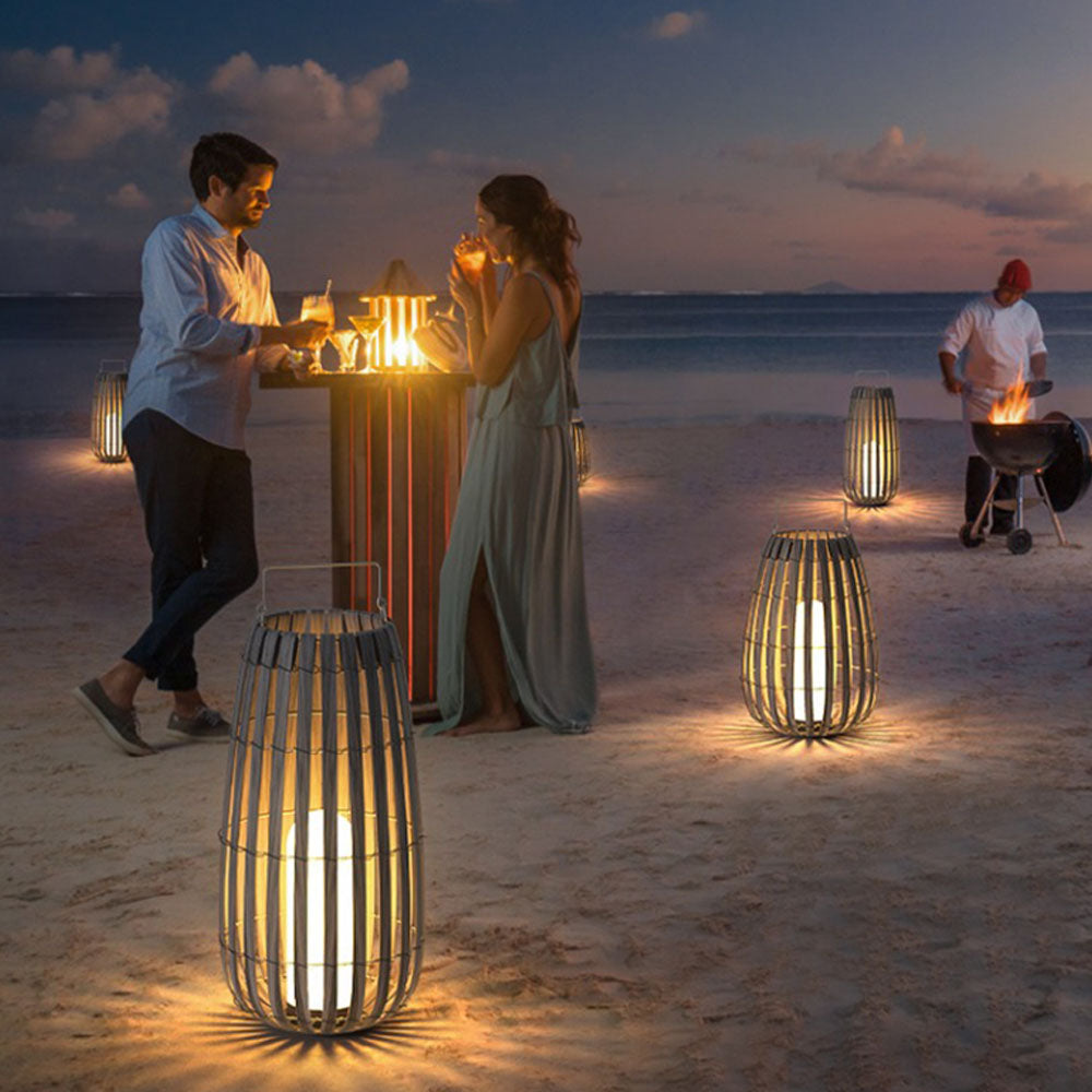 Ray Outdoor Floor Lamp Hardwired Solar Metal Cage
