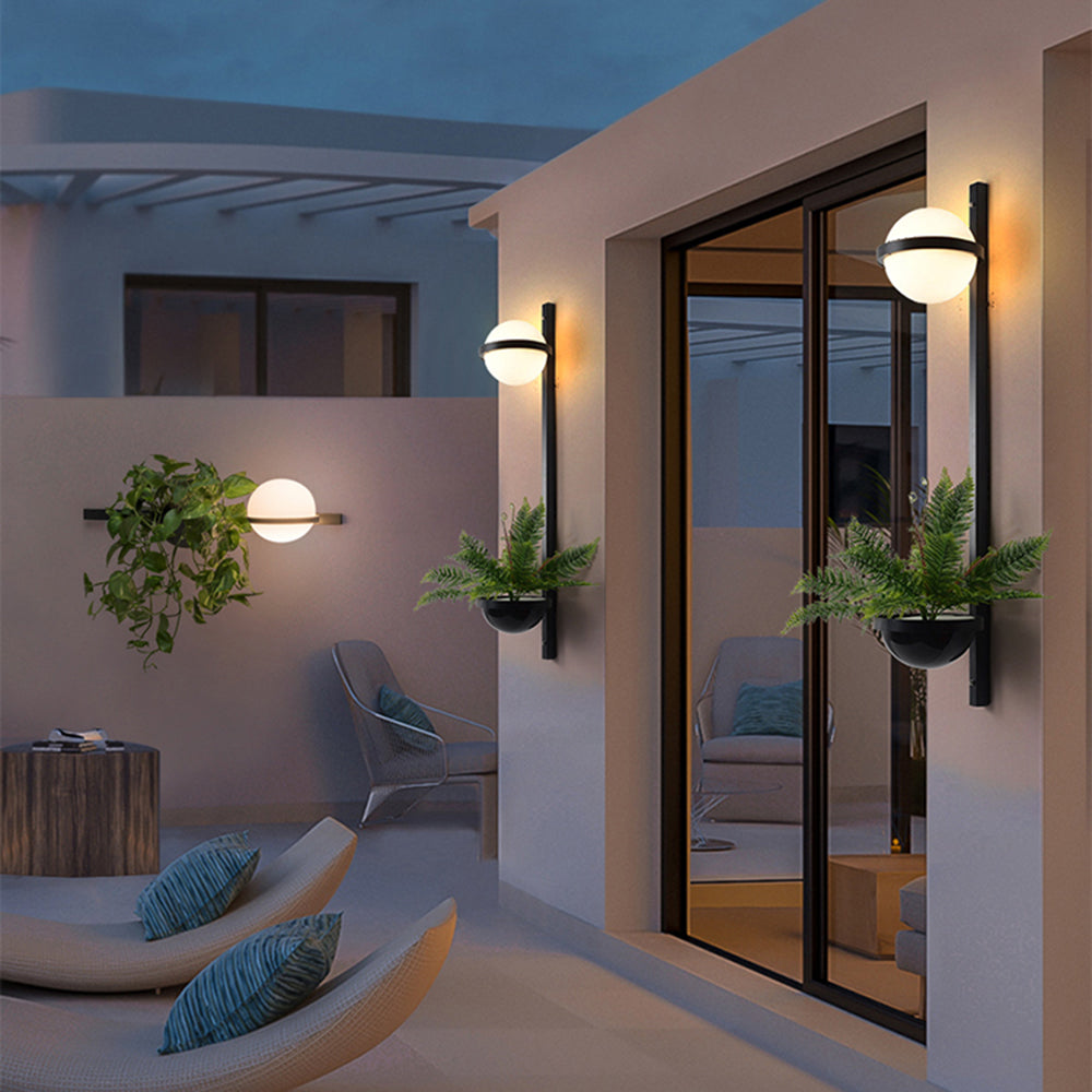 Valentina Modern Globe Acrylic Solar Outdoor Wall Lamp Plant Pot - Letslighting