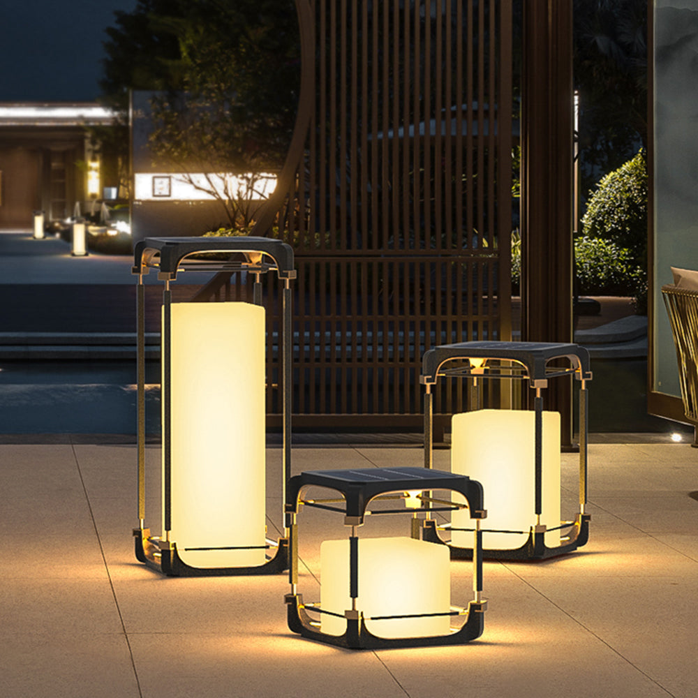 Ray Simple Cube Cuboid Outdoor Floor Lamp Hardwired Solar