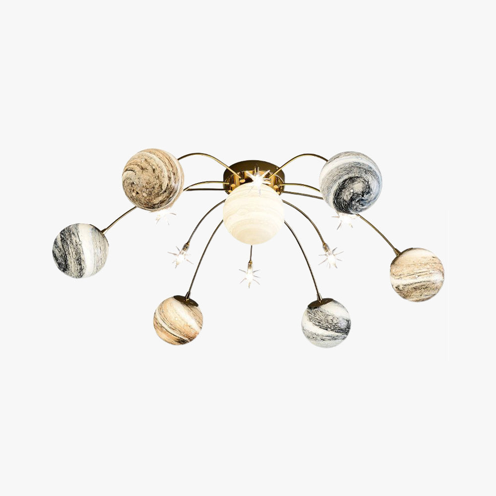 Aria Modern Planet Flush Mount Ceiling Light, Living Room