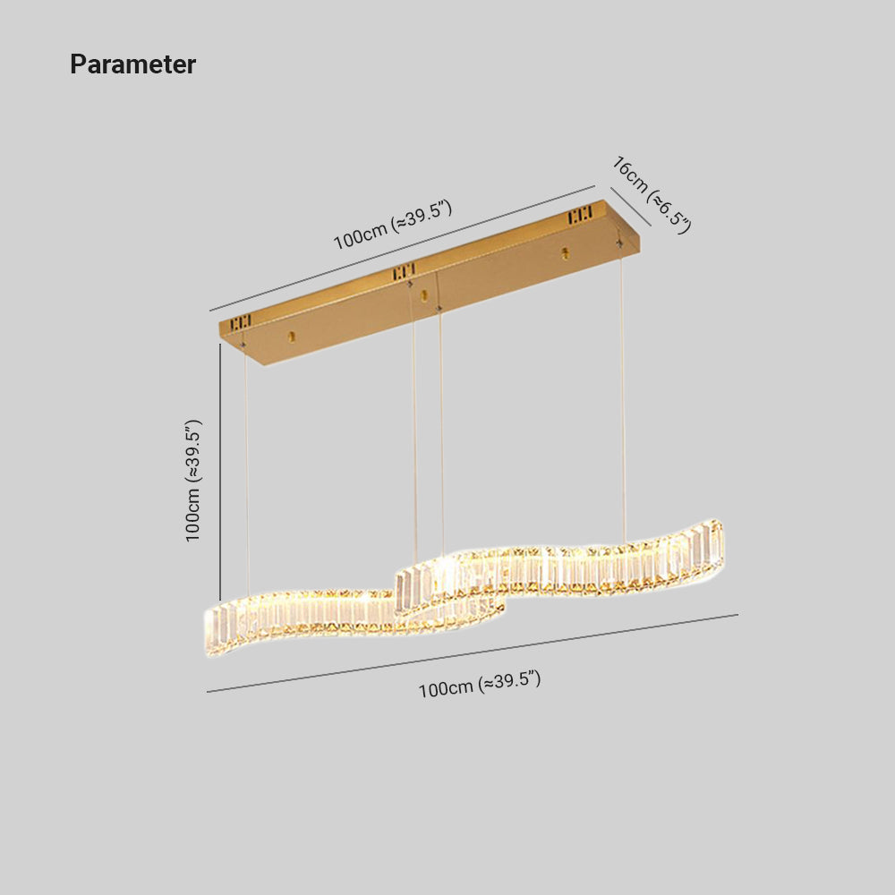 Kristy Luxury Wave Crystal Metal Pendant Light