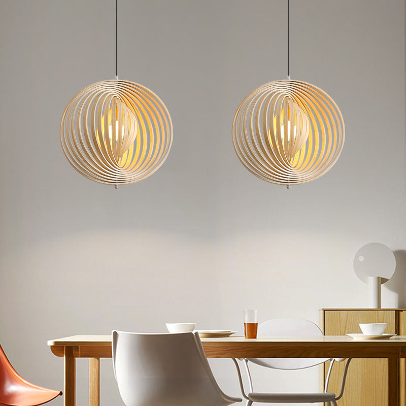 Ritta Japanese LED Pendant Light Wood Bedroom Bar