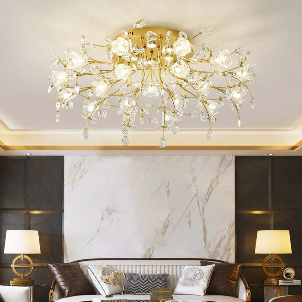 Lily Art Deco Elegant Flower Flush Mount Ceiling Lights