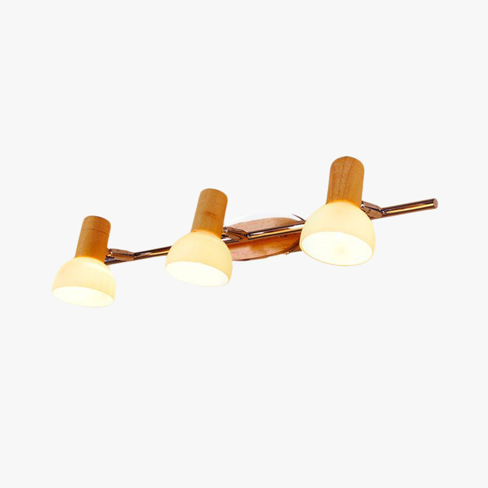 Muto Multi Dome Mirror Front Wooden Vanity Wall Lamp, Log Color