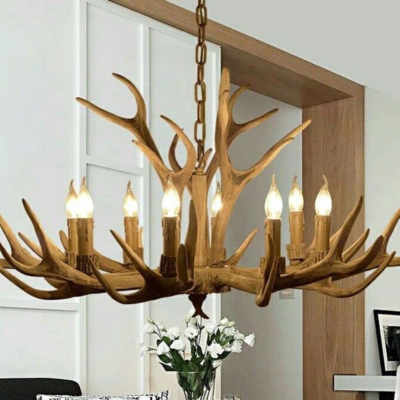 Epoch Retro Deer Horn Resin Chandelier Living Room - Letslighting