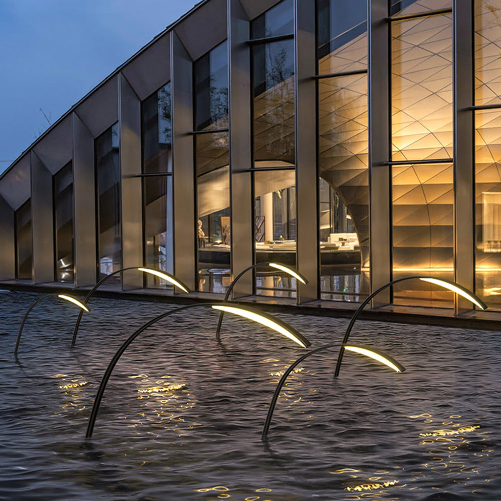 Ray Minimalist Arc Acrylic Metal Ground Lamp Pool