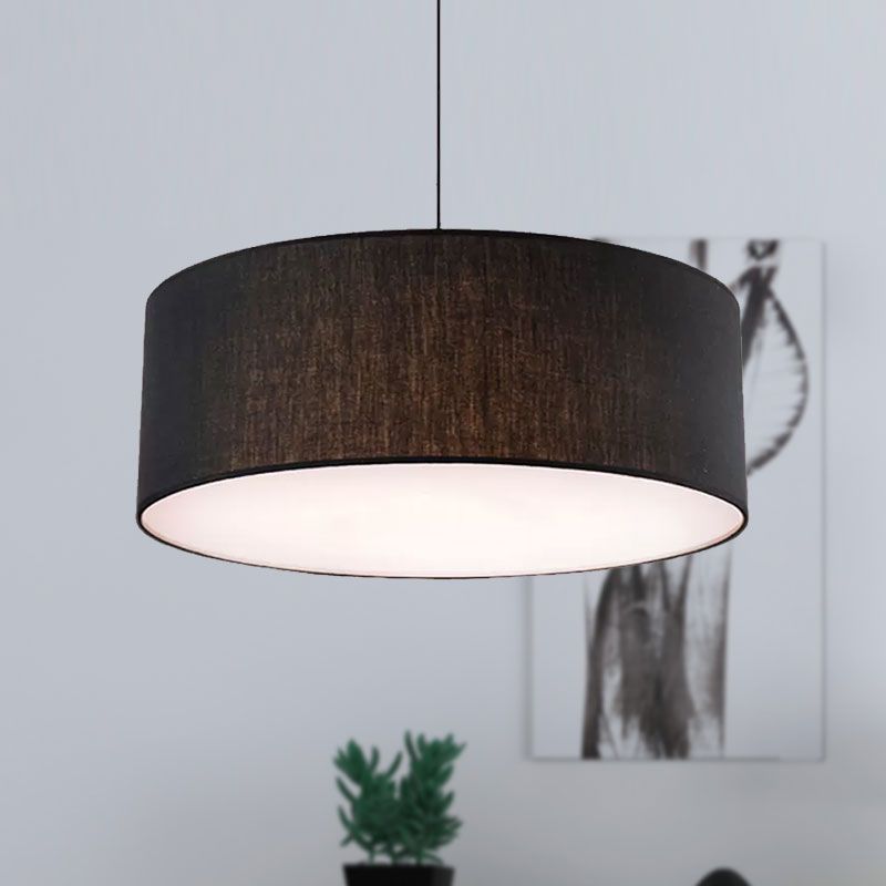 Ritta Modern Fabric Drum Pendant Light Metal Fabric Farmhouse
