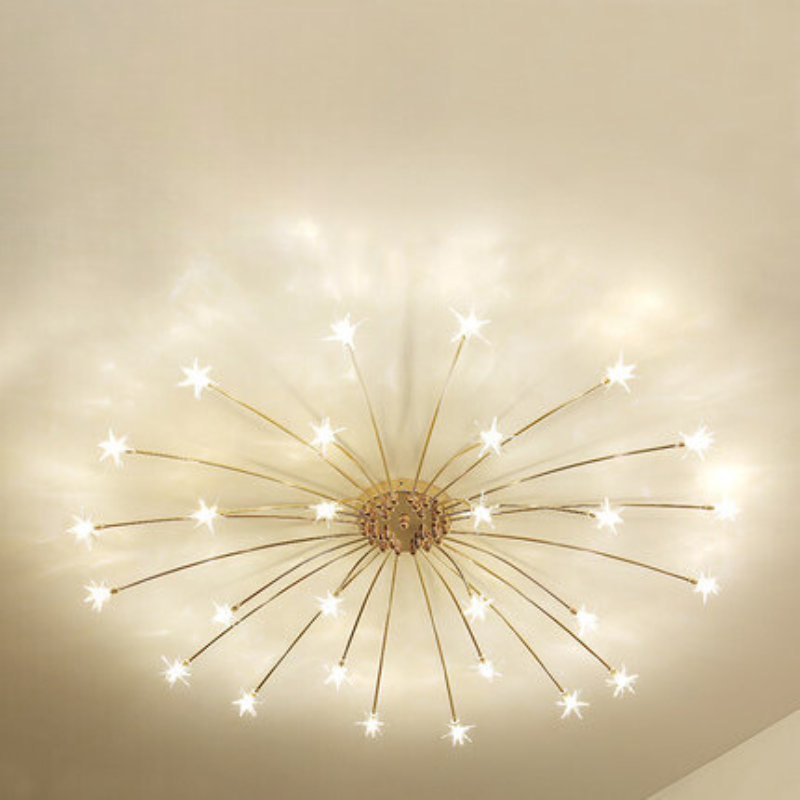 Arisha Art Deco Starry Metal Glass Flush Mount Ceiling Light - Letslighting