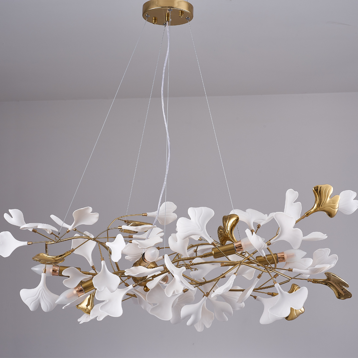 Olivia Gildglow Luxury Ceramic Chandelier Large Foyer Gingko Leaf Living Room - Letslighting