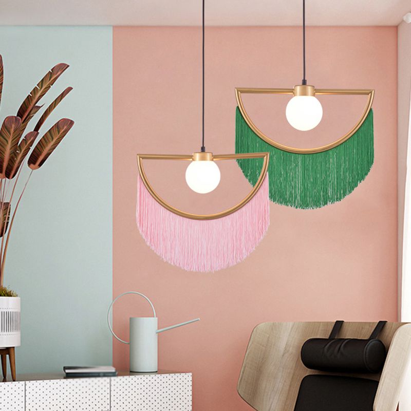 Arisha Retro Fringe Fabric Pendant Light