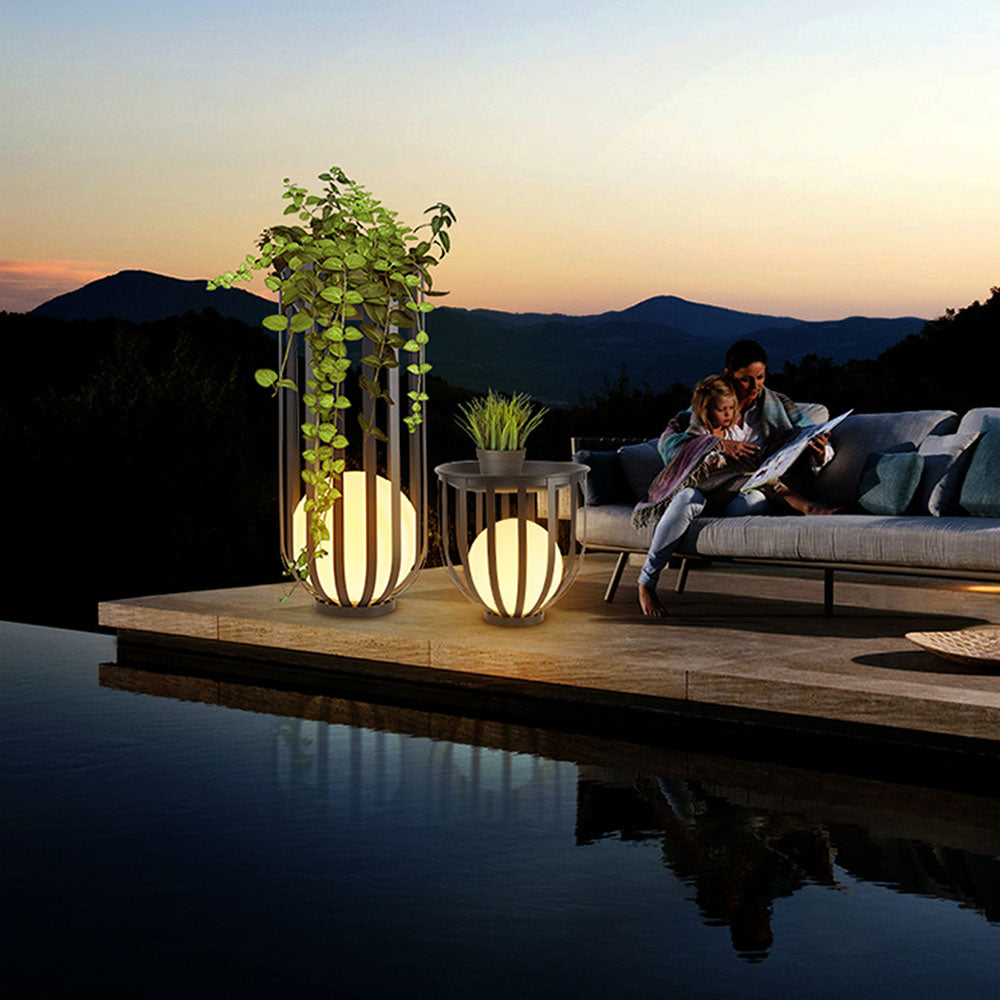 Orr Modern Globe Solar Rechargeable Outdoor Floor Lamp
