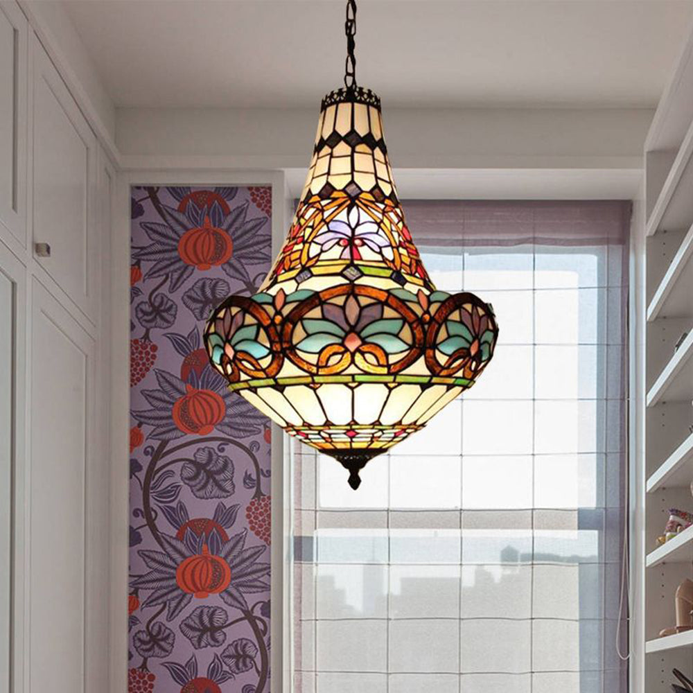 Tiffany Vintage Vase Stained Glass Colorful Pendant Light, Kitchen Island