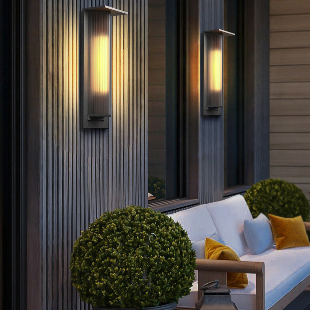 Ray Modern Rectangular Acrylic Outdoor Wall Lamp Transparent
