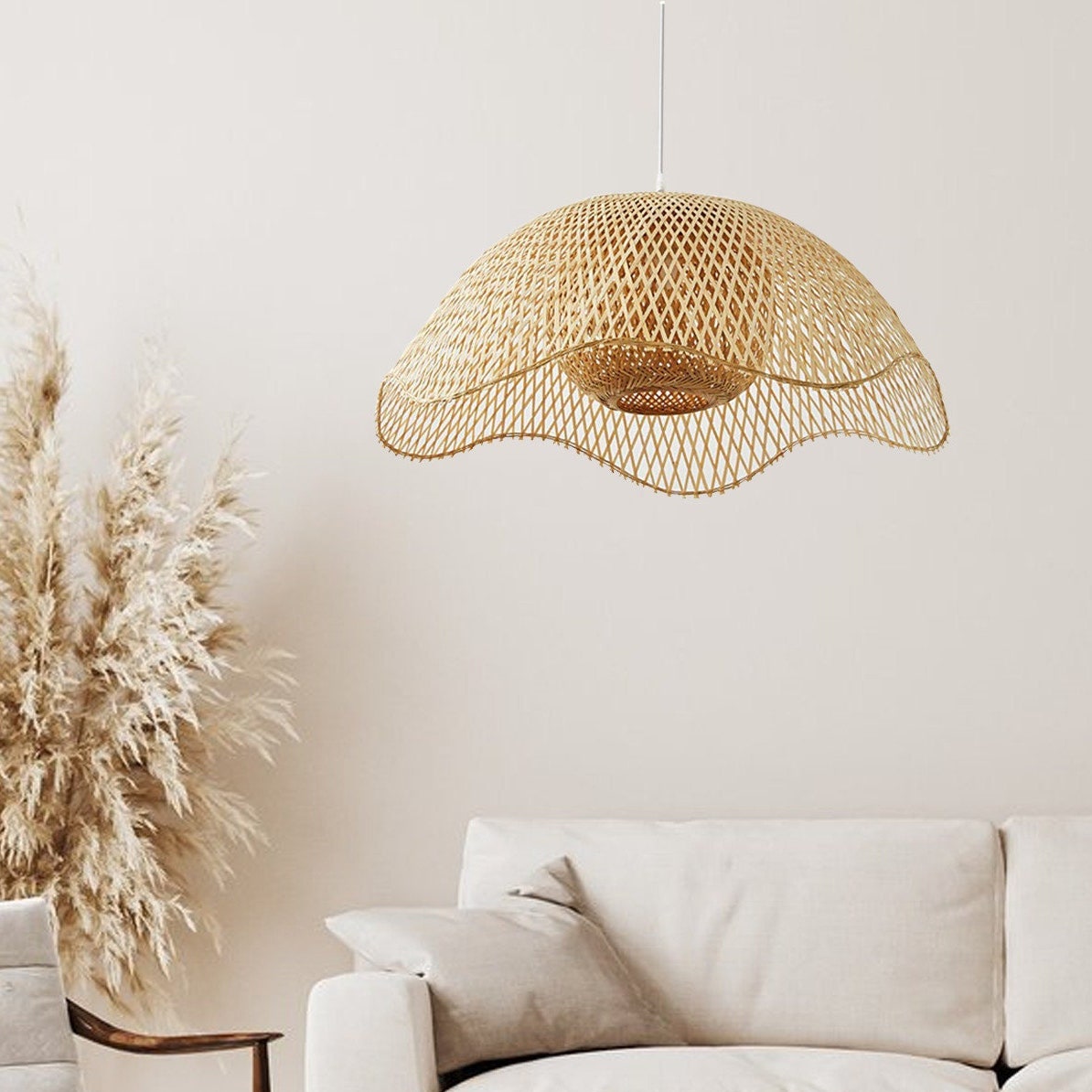 Ritta Woven Wicker Pendant Light Bamboo Bedroom Dining Room