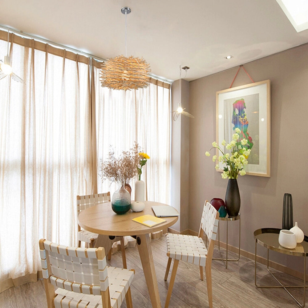 Muto Wooden Bird Ritta Rattan Pendant Light Wood