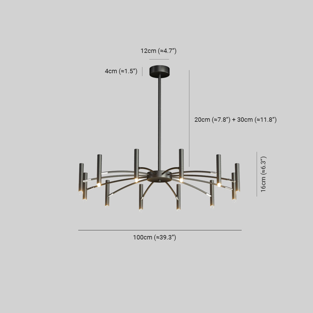 Arisha Modern Blown Linear Metal Chandelier