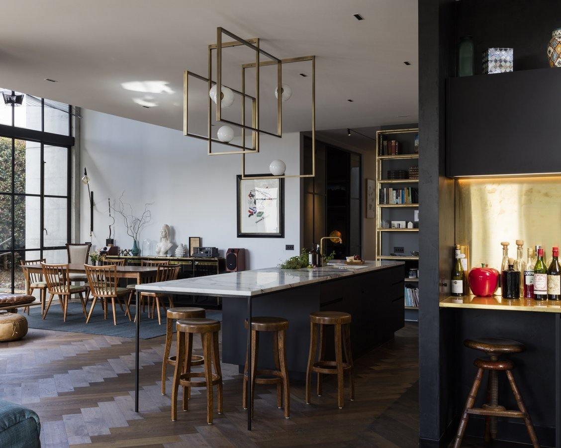 Lustra Chandelier Mondrian Glass Brass Geometric Modern - Letslighting