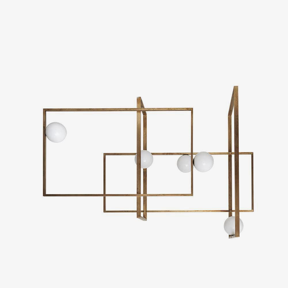 Lustra Chandelier Mondrian Glass Brass Geometric Modern - Letslighting
