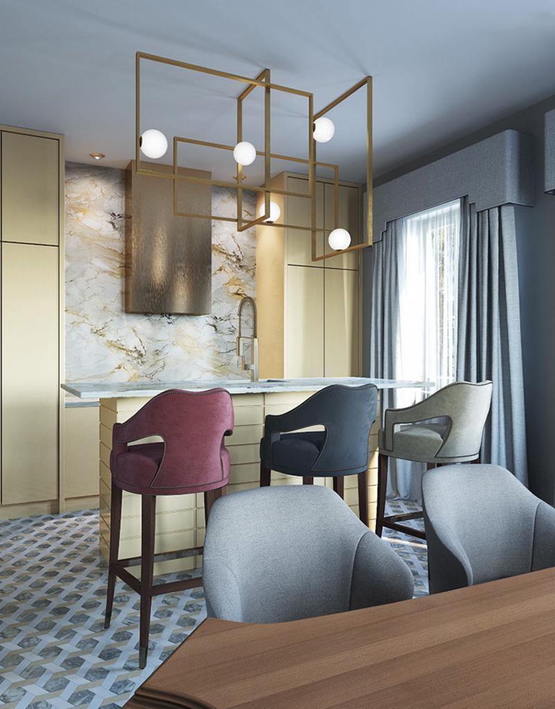 Lustra Chandelier Mondrian Glass Brass Geometric Modern - Letslighting