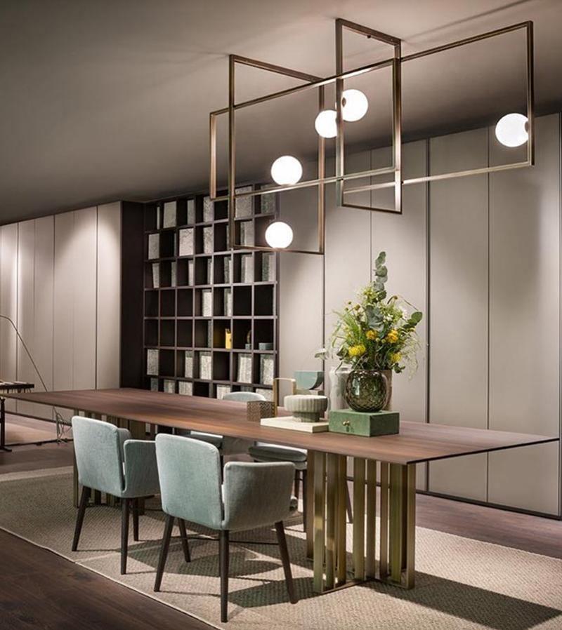 Lustra Chandelier Mondrian Glass Brass Geometric Modern - Letslighting