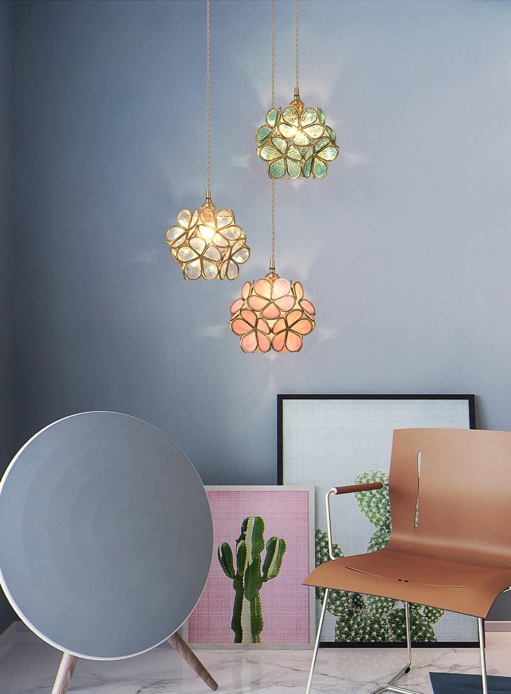 Lustra Pendant Lamp Glass Petal Shaped Kitchen - Letslighting