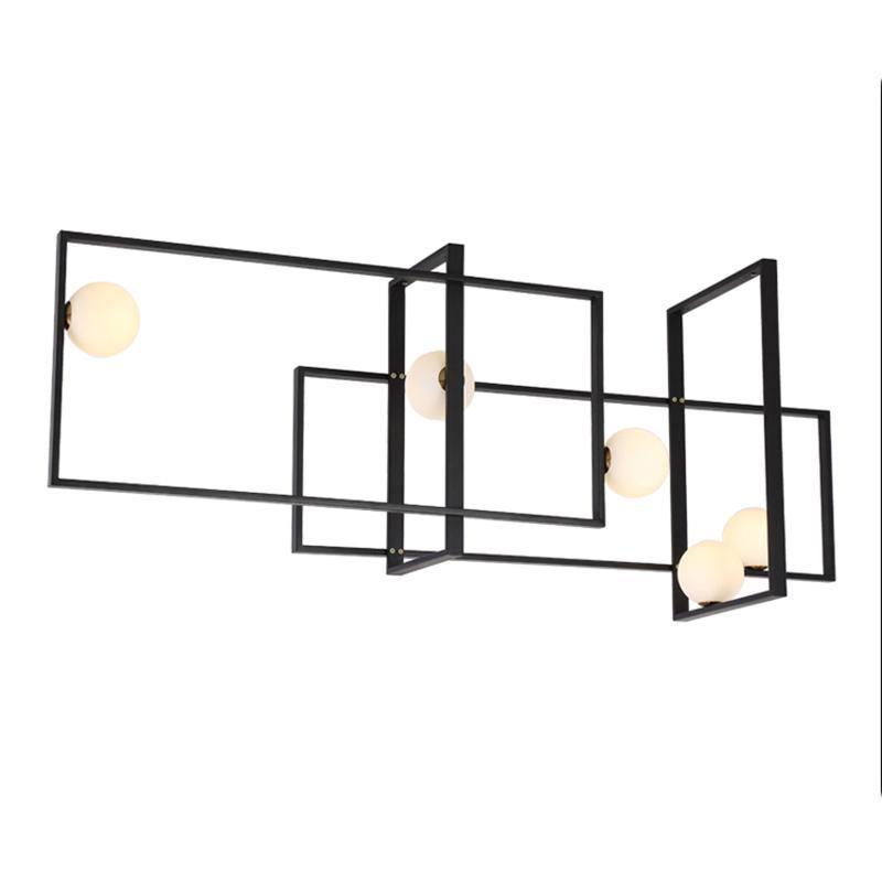 Lustra Chandelier Mondrian Glass Brass Geometric Modern - Letslighting