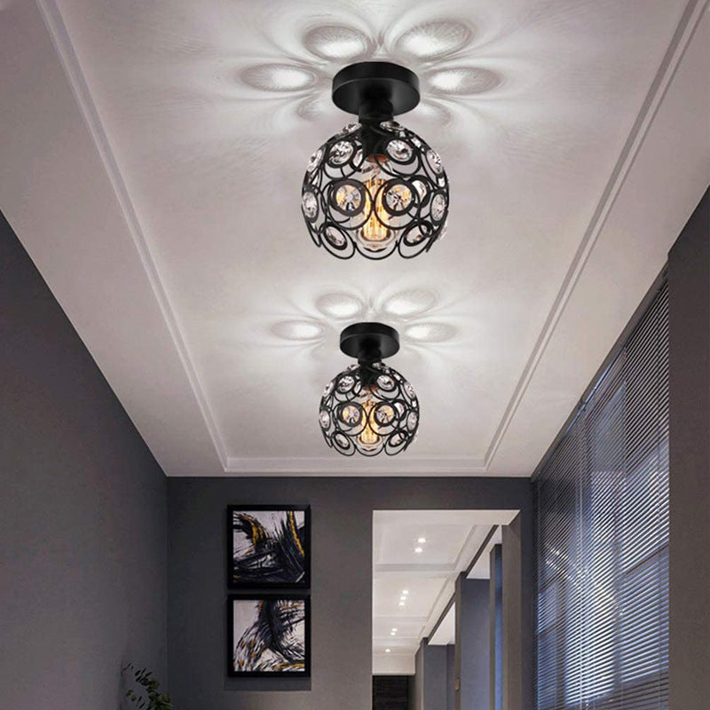 Arisha Modern Flush Mount Ceiling Light Black Gold Glass Bedroom