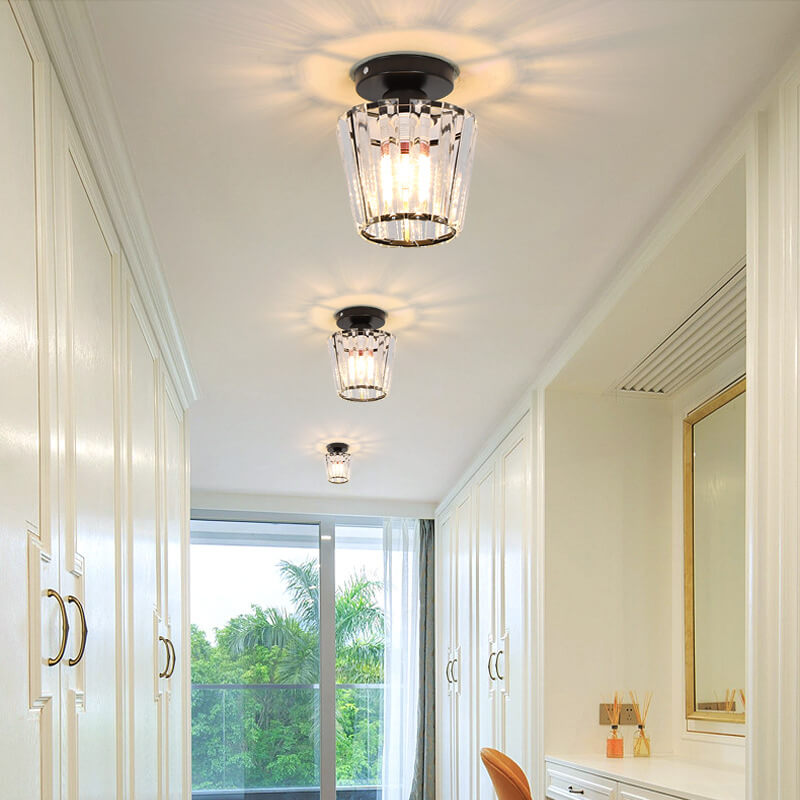Arisha Modern Flush Mount Ceiling Light Black Gold Glass Bedroom