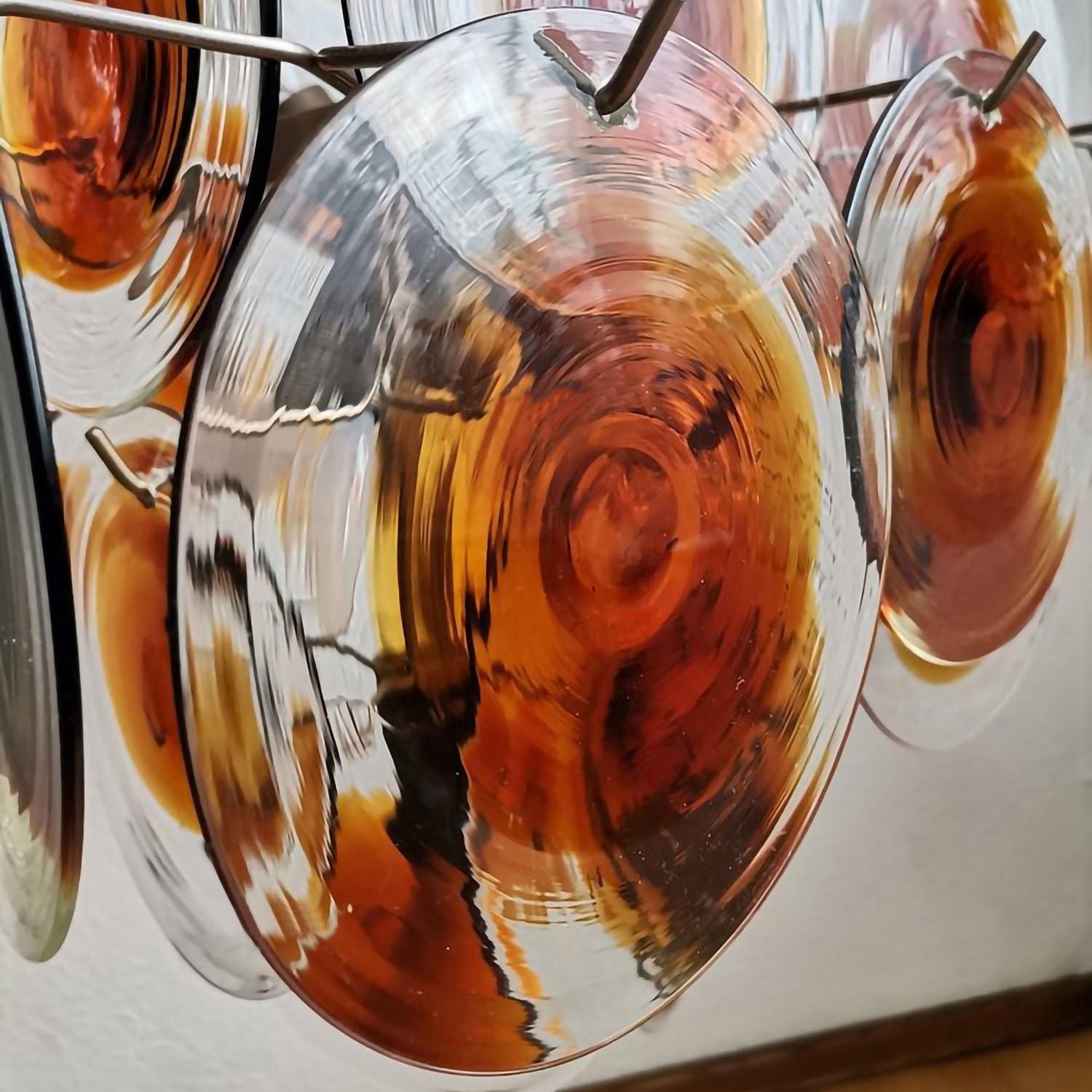 Aurora Chandelier Murano Glass Disc Mid Century - Letslighting