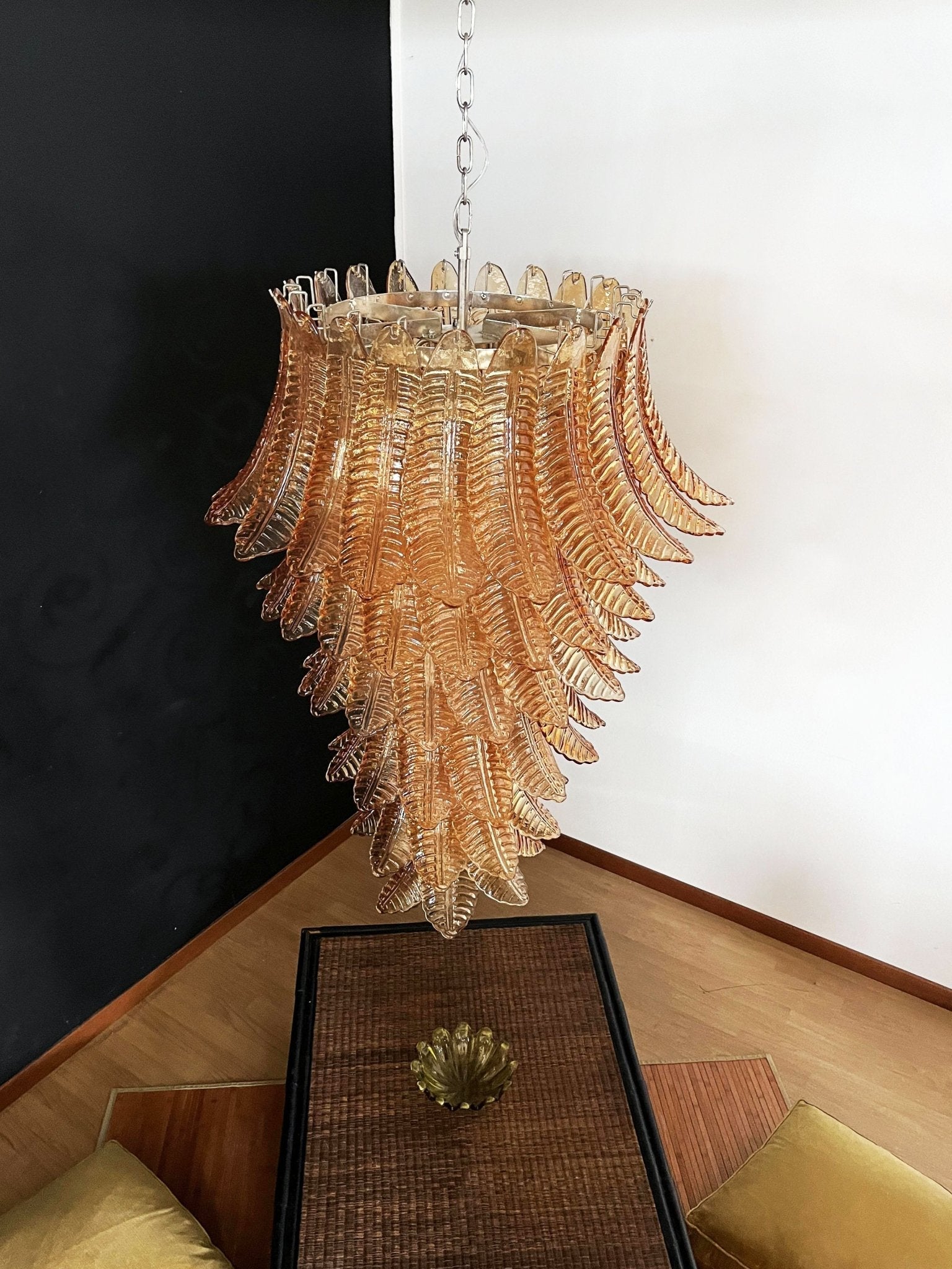 Aurora Chandelier Amber Glass Leaf Layered Statement Artistic - Letslighting