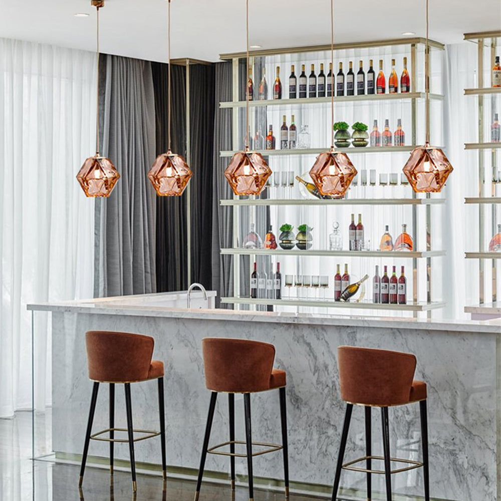 Valentina Polyhedron LED Pendant Light Metal/Glass Kitchen Island - Letslighting