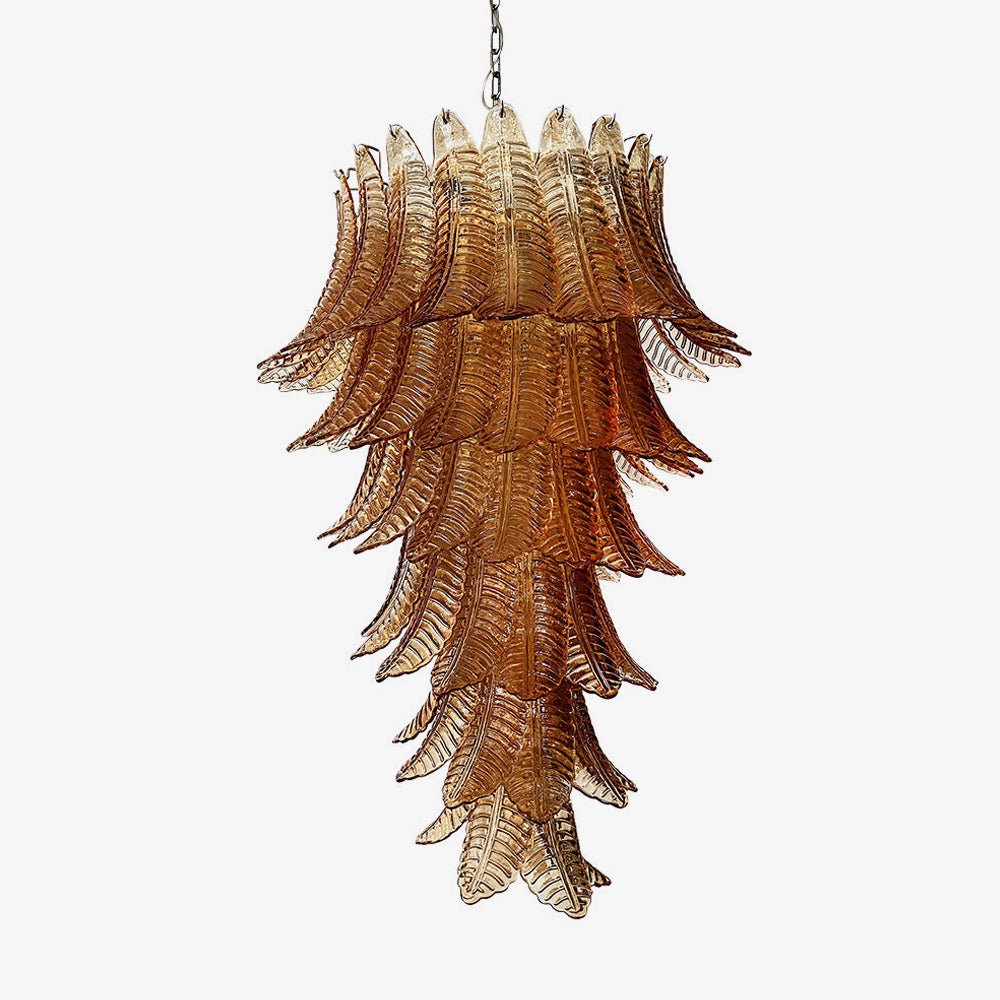 Aurora Chandelier Amber Glass Leaf Layered Statement Artistic - Letslighting