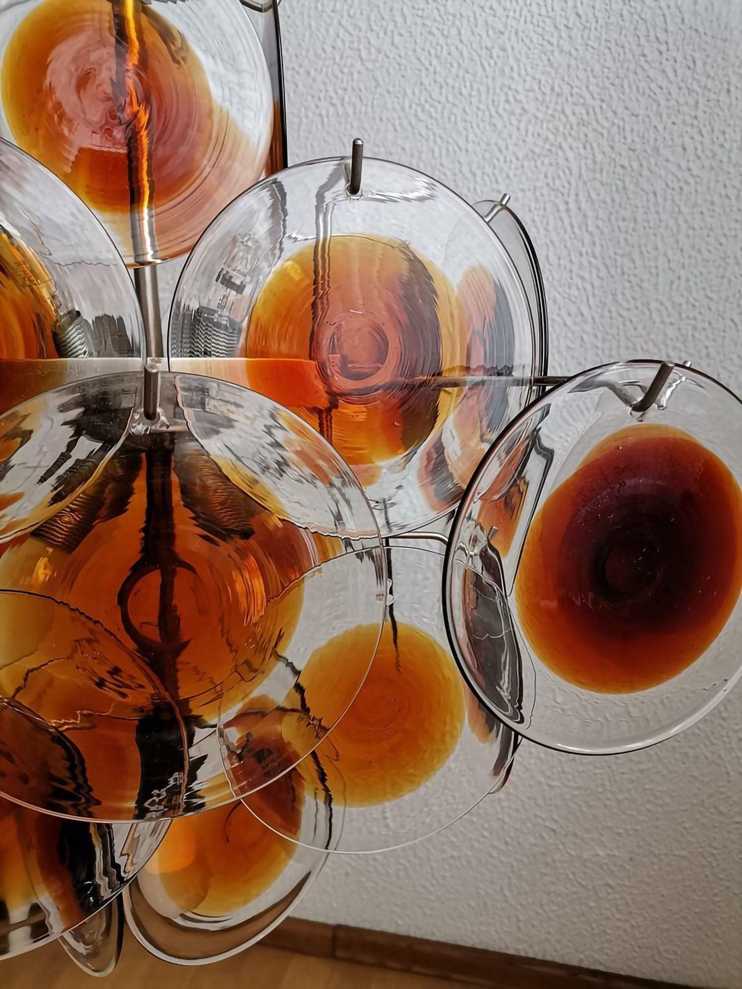 Aurora Chandelier Murano Glass Disc Mid Century - Letslighting