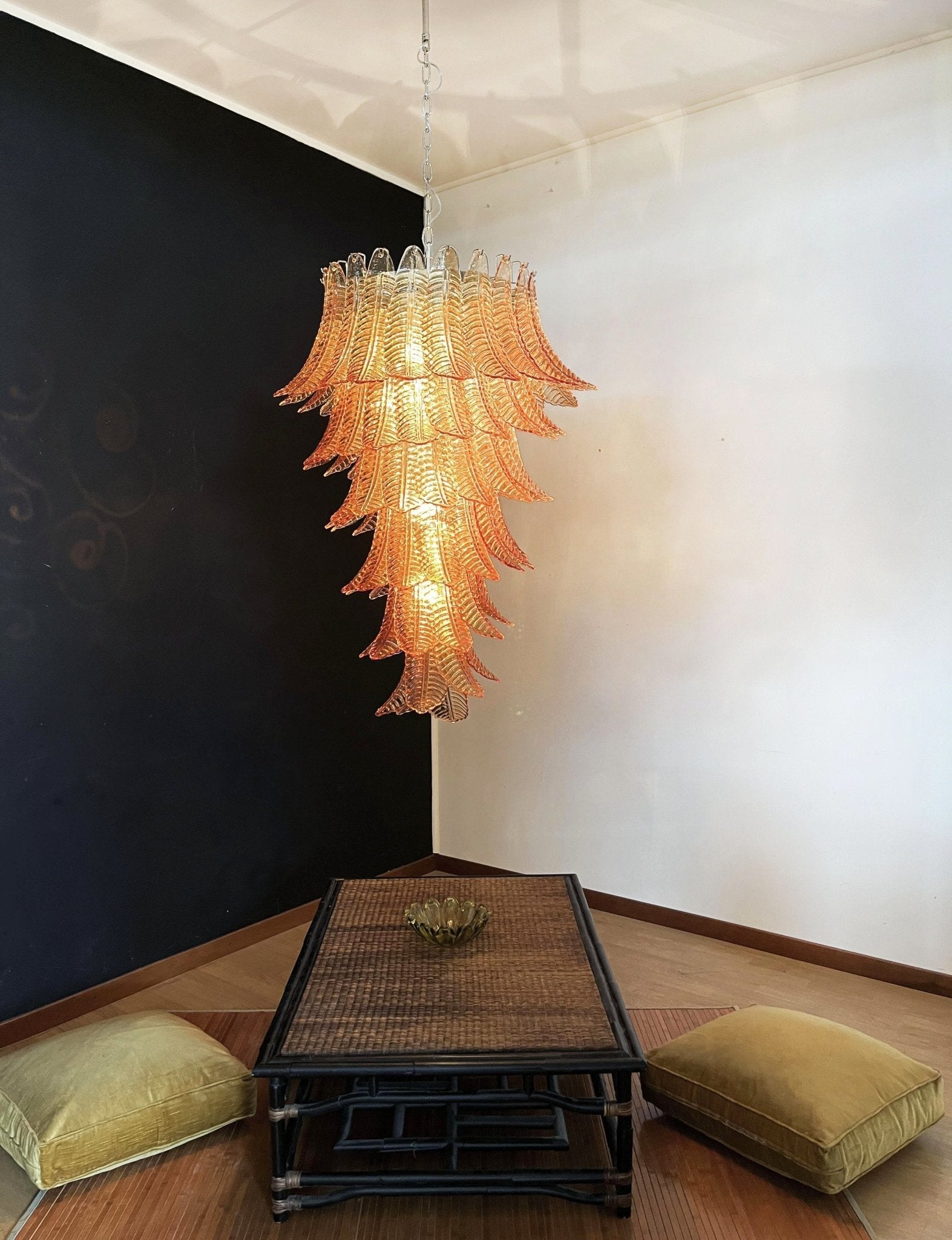 Aurora Chandelier Amber Glass Leaf Layered Statement Artistic - Letslighting