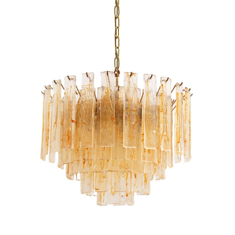 Aurora Chandelier Golden Amber Glass Layered Geometric Luxury - Letslighting